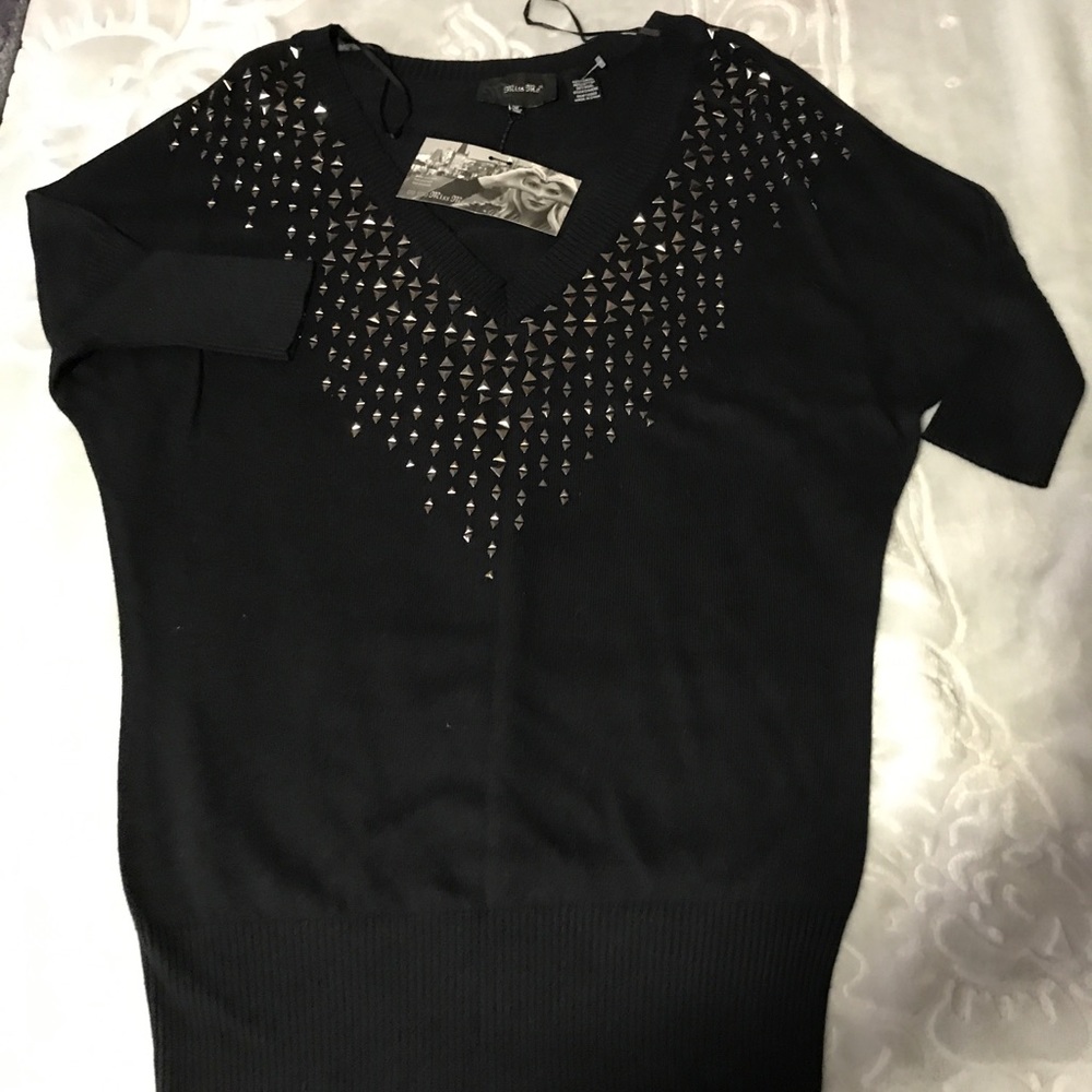 Miss Me Black Sweater Blouse - NWT